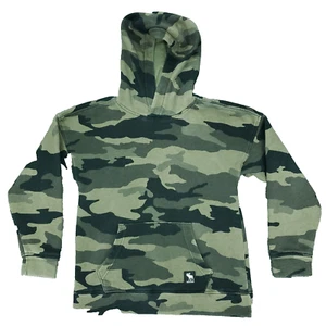 Abercrombie Kids Hoodie Sweatshirt Boys 11/12 Green Camo Pockets Pullover - Picture 1 of 9