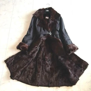 Rare Max Mara Belted Coat With Full Fur Lining Logo Belt Manuela Women's Size 40 - Picture 1 of 14