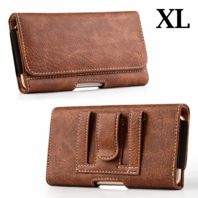 for Nokia 7.2 (XL Size) - Brown Leather Belt Clip Horizontal Pouch Holster Case - Image 1 of 4