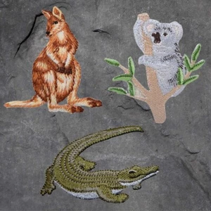 Australian Animals Patch Set - Kangaroo, Koala, Crocodile, Animal Badge(Iron On) - Picture 1 of 1