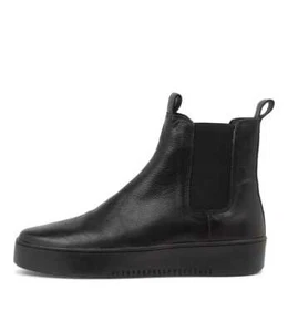New Django & Juliette Lucero Black Leather Ankle Boots Bs Womens Shoes Casual - Picture 1 of 5
