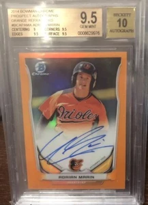 2014 Bowman Chrome Adrian Marin Auto. Bgs 9.5 Orioles Rc Orange Refractor /25 - Picture 1 of 1