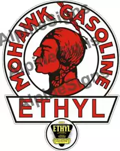 Vintage Mohawk Ethyl LARGE Gasoline pump restoration sticker decal 12"x15.3" - Picture 1 of 1