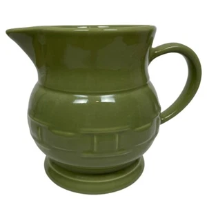 Longaberger Pottery 2 Quart Milk Pitcher Sage Green Woven Traditions 7.5” Tall - Picture 1 of 7
