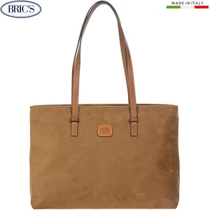 BRIC'S LIFE women's Tote bag of dark beige-brown fabric & leather Made in Italy - Picture 1 of 6