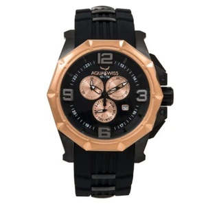 Aquaswiss Watch: Black and Rose Gold Chronograph Watch 81XG006 - Picture 1 of 1