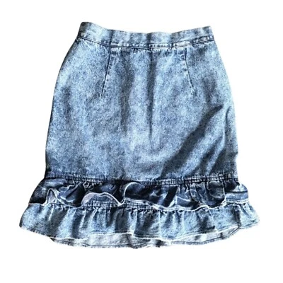 Falda vaquera vintage PALM CLUB para mujer 9 lavado ácido lavado a la piedra Jean Western Foto 1 de 4