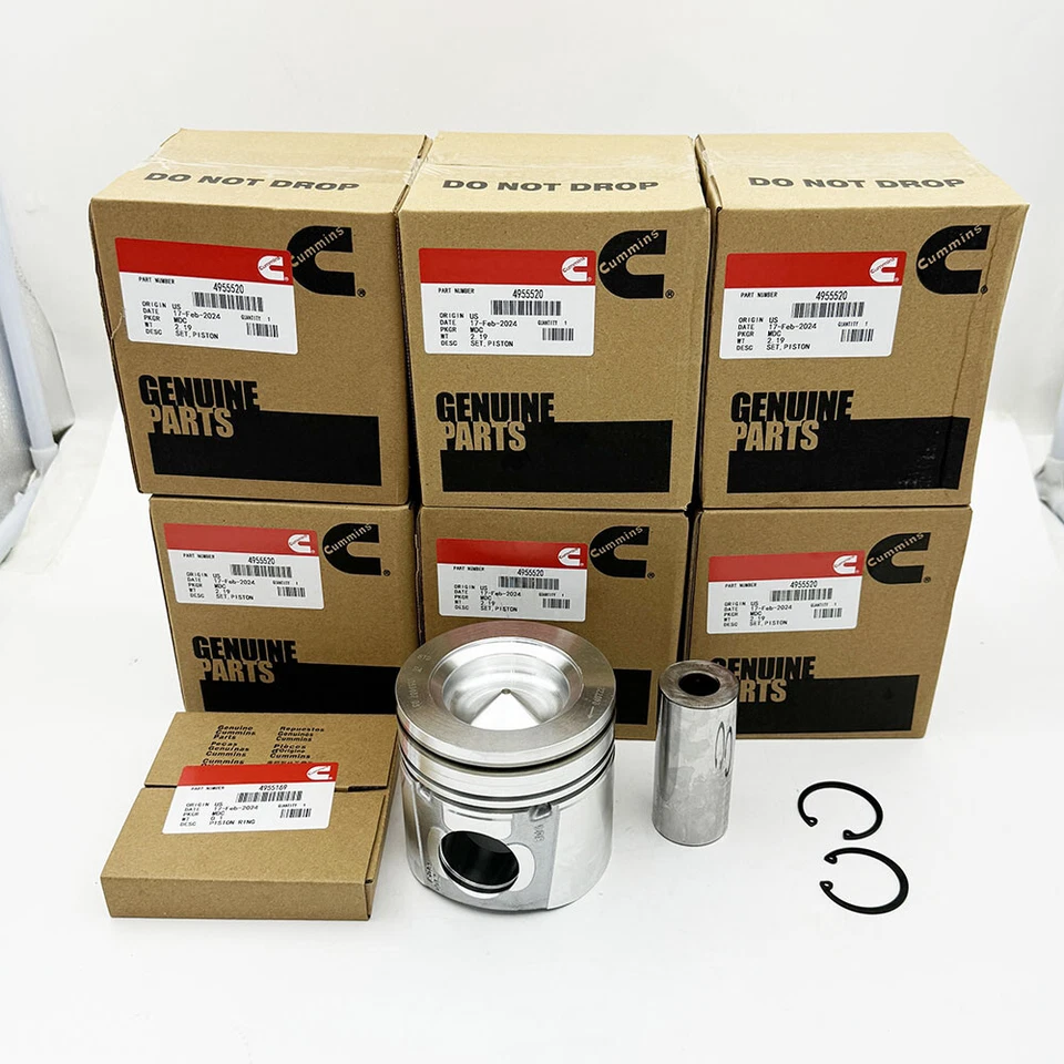 6Pcs Piston & Piston Rings Kit Cummins OE 4955520 For2007-2019 Dodge Ram 6.7L Foto 1 de 4
