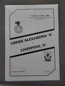 CREWE ALEXANDRA "A"v LIVERPOOL "A" LANCS CUP FINAL 1989/0 - Picture 1 of 2