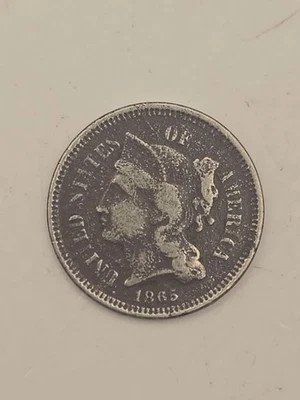 1865 III 3 Cent Nickel 3C U.S. Coin - Image 1 of 4