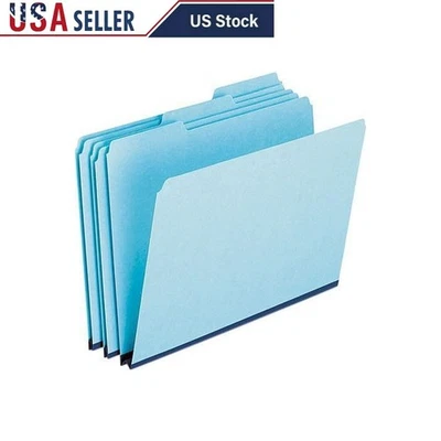 Heavy Duty Expanding File Folders 1/3 Cut Top Tab Blue 25/Box Reinforced Gusset - Image 1 of 4
