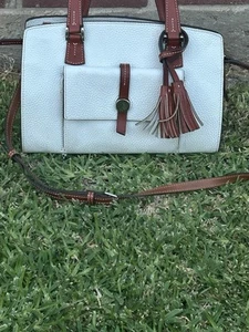 Dooney &Bourke Quincey Cream White Pebbled Grain Leather Tote Bag Handbag Tan - Picture 1 of 21