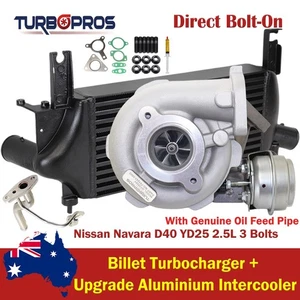 Billet Turbo+Intercooler+Oil Feed Pipe For Nissan Navara D40 YD25 2.5L 3 Bolts - Picture 1 of 14
