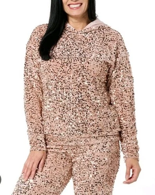 NWT G BY GIULIANA 2pc Gold Sequin Velour Jacket Pull On Jogger Pant Set Sz 2X 3X - Image 1 of 4