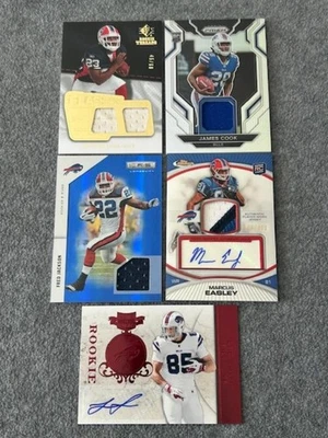 BUFFALO BILLS 5-Card Patch or Auto Lot JAMES COOK, MARSHAWN LYNCH, MARCUS EASLEY - Image 1 of 4