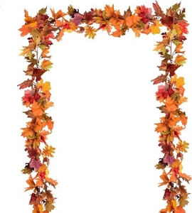 2 Pack Fall Maple Leaf Clearance, 5.9Ft/Piece Hanging Vine Multi Color  - Picture 1 of 8