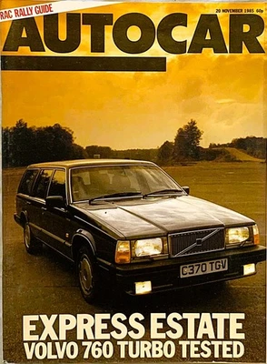 AUTOCAR MAGAZINE 20-NOV-85 - Lancia Delta S4, Volvo 760 estate, Toyota Celica - Image 1 of 4