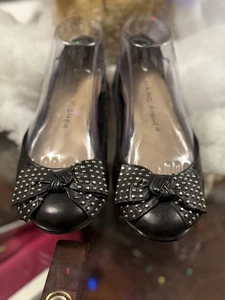 Mark Fisher Tempt Black Top Studded Bow Ballet Flats Size 9 - Picture 1 of 11