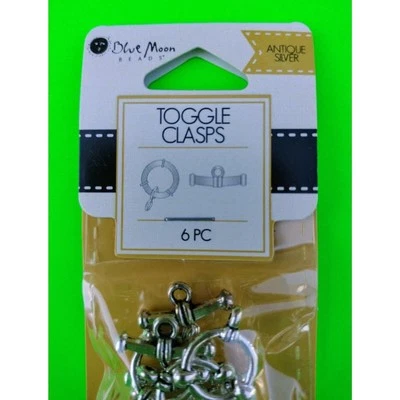 Cierres de palanca Blue Moon plata antigua 6 piezas cierre de bucle doblado en T fabricante de joyas Foto 1 de 4