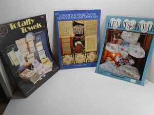 6 Different TOWELS/KITCHEN/MONOGRAMS CROSS STITCH PATTERN BOOKS - Picture 1 of 2