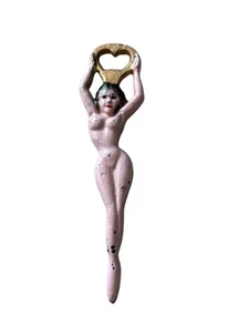 Vintage Naked Lady Cast Iron Bottle Opener Bar Decor Art Deco Iron Nude Women - Picture 1 of 8