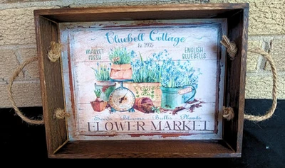 Handcrafted Wood Walnut Tray featuring Timeless & Elegant Bluebells - Image 1 of 2