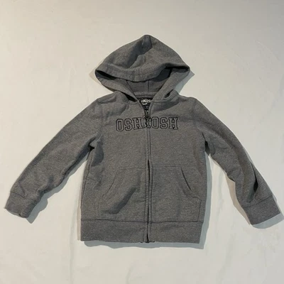 OshKOsh B'Gosh Boys Full Zip Logo Hoodie With Pockets Gray Youth Size 3T   -3D - Image 1 of 4