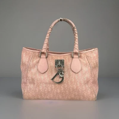 Christian Dior Vintage Trotter Romantic Pink Canvas Handbag Auth Shoulder Bag - Image 1 of 4