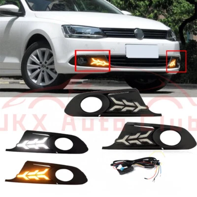 Faros antiniebla LED DRL intermitentes luces de conducción e para Volkswagen Jetta 2011-2014 Foto 1 de 4