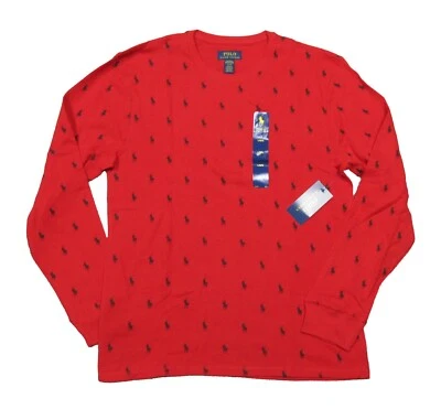 Camiseta térmica Polo Ralph Lauren para hombre roja con logotipo de pony tejido gofre Foto 1 de 4