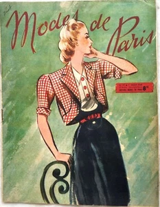 Modes de Paris n° 12 du 1er Août 1946 ancienne revue couture mode pour femme - Imagen 1 de 4