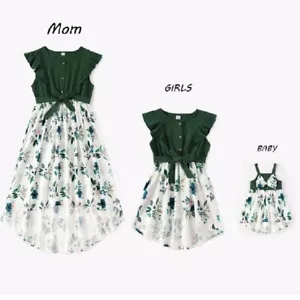 Mother Daughter Dresses Floral Mommy Baby Girls Romper Family Matching Clothes - Picture 1 of 9