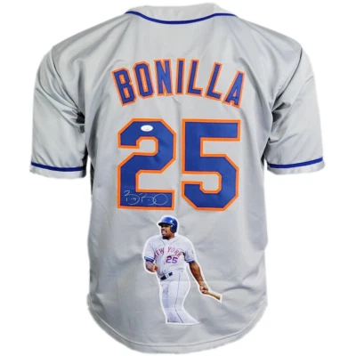Camiseta deportiva de béisbol con calcomanía gris firmada por Bobby Bonilla de Nueva York (JSA) Foto 1 de 3