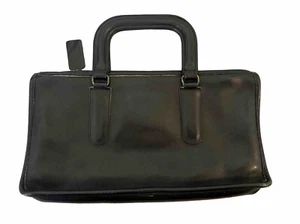 Vintage Coach Slim Black Leather Satchel Compact Top Handle Handbag New York - Picture 1 of 9