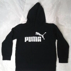 Puma Youth Hoodie Sweatshirt Black Silver Hood Kangaroo Pocket Size 10/12 - Picture 1 of 8