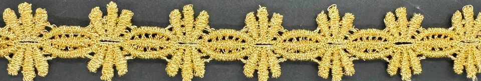 1" metallic gold venice venise lace flower fabric trim gold 11 yards - Image 1 of 1