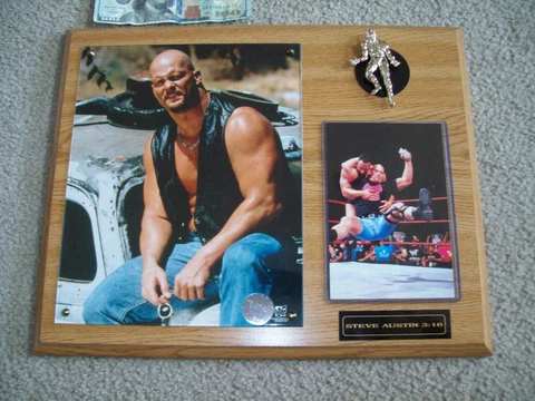 WWF STONE COLD STEVE AUSTIN PLAQUE  approx 15X12 WWE AEW The Rock PRO WRESTLING Cover