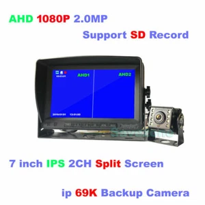 7" DVR Car Rear View Monitor Kit+ AHD 1080P IR Backup Camera System RV Bus Truck - Picture 1 of 10