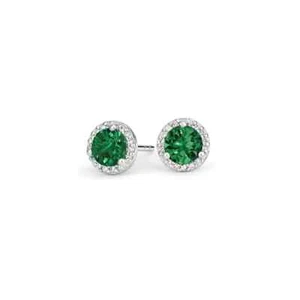 10k White Gold Plated 4 Ct Round Created CZ Halo Stud Earrings - Picture 1 of 2