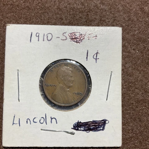 1910-S Lincoln Wheat Penny 1 Cent Very Nice Key Date Cover