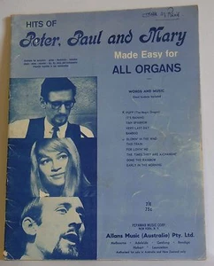 vintage music book Hits of Peter Paul and Mary for all organs words Australian - Picture 1 of 4