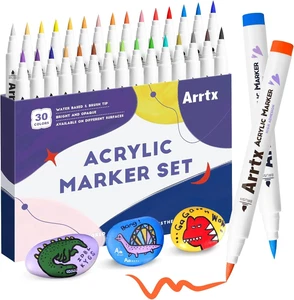 Arrtx Acrylic Paint Pens 30Vivid Colors Acrylic Pens Markers(B Set)New Brush Tip - Picture 1 of 9
