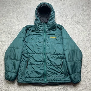 Vintage 90s LL Bean Jacket Womens M Green Primaloft Puffer Hooded USA Made - Picture 1 of 14