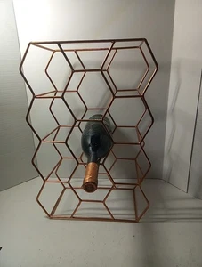 CRATE & BARREL 11 BOTTLE COPPER METAL HONEYCOMB WINE BOTTLE RACK - Picture 1 of 7