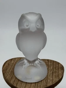 Vintage French Crystal De Sevres Signed Frosted Owl Figure 4.5” - Picture 1 of 6