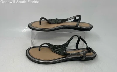 Sandalias de Tanga Antonio Melani Selinda para Mujer Cuero Negro Estrás Talla 8M Foto 1 de 4