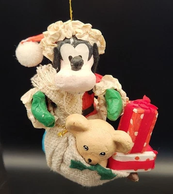 Oso de peluche adorno de algodón hilado papel crepé vintage años 70 Disney Goofy as Santa Foto 1 de 4