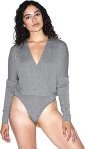 American Apparel Women's Mix Modal Long Sleeve Drape Bodysuit - Picture 1 of 5