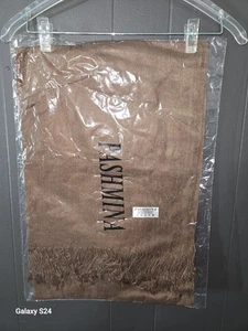 Nuovissimo! Sciarpa avvolgente scialle pashmina donna 100% pashmina lancio marrone dorato - Foto 1 di 2
