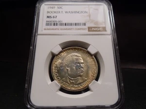 1949 MS67 Booker T Washington Silver Commemorative NGC Certified Superb Gem - Picture 1 of 10